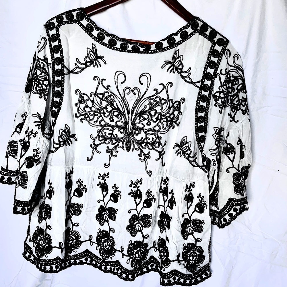 Navy & White embroidered shirt